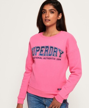 Superdry Urban Street Applique Crew Női Pulóver Rózsaszín | EZFMY0531